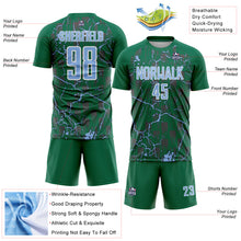 Charger l'image dans la galerie, Custom Kelly Green Light Blue-White Lightning Sublimation Soccer Uniform Jersey