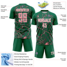 Charger l'image dans la galerie, Custom Kelly Green Medium Pink-White Lightning Sublimation Soccer Uniform Jersey
