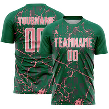 Charger l'image dans la galerie, Custom Kelly Green Medium Pink-White Lightning Sublimation Soccer Uniform Jersey
