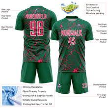 Charger l'image dans la galerie, Custom Kelly Green Neon Pink-White Lightning Sublimation Soccer Uniform Jersey