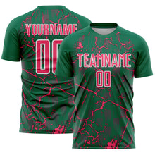 Charger l'image dans la galerie, Custom Kelly Green Neon Pink-White Lightning Sublimation Soccer Uniform Jersey