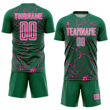 Charger l'image dans la galerie, Custom Kelly Green Pink-White Lightning Sublimation Soccer Uniform Jersey