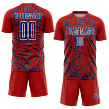 Load image into Gallery viewer, Custom Red Royal-White Lightning Sublimation Soccer Uniform Jersey