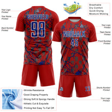 Load image into Gallery viewer, Custom Red Royal-White Lightning Sublimation Soccer Uniform Jersey