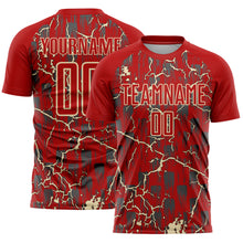Load image into Gallery viewer, Custom Red Cream Lightning Sublimation Soccer Uniform Jersey