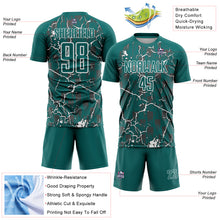 Load image into Gallery viewer, Custom Teal White Lightning Sublimation Soccer Uniform Jersey