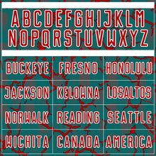 Load image into Gallery viewer, Custom Teal Red-White Lightning Sublimation Soccer Uniform Jersey