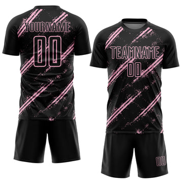 Custom Black Light Pink Abstract Fragment Art Splash Sublimation Soccer Uniform Jersey