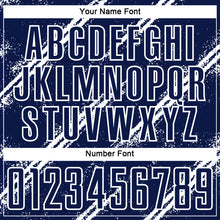 Laden Sie das Bild in den Galerie-Viewer, Custom Navy White Abstract Fragment Art Splash Sublimation Soccer Uniform Jersey