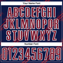 Laden Sie das Bild in den Galerie-Viewer, Custom Navy Crimson-White Abstract Fragment Art Splash Sublimation Soccer Uniform Jersey