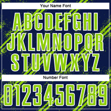 Laden Sie das Bild in den Galerie-Viewer, Custom Navy Neon Green-White Abstract Fragment Art Splash Sublimation Soccer Uniform Jersey