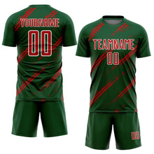 Load image into Gallery viewer, Custom Green Red-White Abstract Fragment Art Splash Sublimation Soccer Uniform Jersey