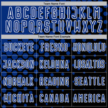 Laden Sie das Bild in den Galerie-Viewer, Custom Black Royal-White Modern Polka Dot Sublimation Soccer Uniform Jersey