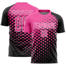 Laden Sie das Bild in den Galerie-Viewer, Custom Black Pink-White Modern Polka Dot Sublimation Soccer Uniform Jersey