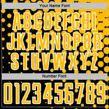 Laden Sie das Bild in den Galerie-Viewer, Custom Black Gold-White Modern Polka Dot Sublimation Soccer Uniform Jersey