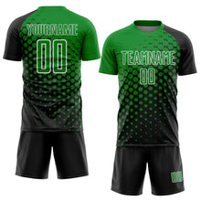 Load image into Gallery viewer, Custom Black Grass Green-White Modern Polka Dot Sublimation Soccer Uniform Jersey
