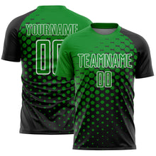 Load image into Gallery viewer, Custom Black Grass Green-White Modern Polka Dot Sublimation Soccer Uniform Jersey