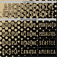 Laden Sie das Bild in den Galerie-Viewer, Custom Black Vegas Gold Modern Polka Dot Sublimation Soccer Uniform Jersey