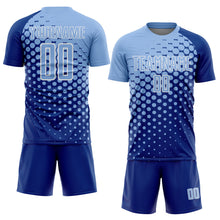 Load image into Gallery viewer, Custom Royal Light Blue-White Modern Polka Dot Sublimation Soccer Uniform Jersey