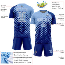 Load image into Gallery viewer, Custom Royal Light Blue-White Modern Polka Dot Sublimation Soccer Uniform Jersey