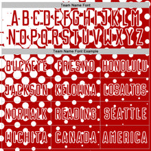 Load image into Gallery viewer, Custom Red White Modern Polka Dot Sublimation Soccer Uniform Jersey