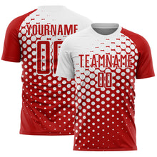 Load image into Gallery viewer, Custom Red White Modern Polka Dot Sublimation Soccer Uniform Jersey