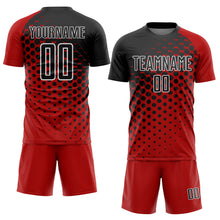 Load image into Gallery viewer, Custom Red Black-White Modern Polka Dot Sublimation Soccer Uniform Jersey