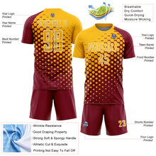 Load image into Gallery viewer, Custom Crimson Gold-White Modern Polka Dot Sublimation Soccer Uniform Jersey