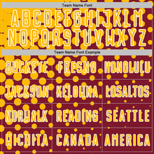 Load image into Gallery viewer, Custom Crimson Gold-White Modern Polka Dot Sublimation Soccer Uniform Jersey