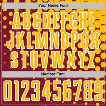 Load image into Gallery viewer, Custom Crimson Gold-White Modern Polka Dot Sublimation Soccer Uniform Jersey