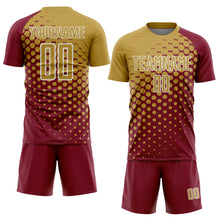 Загрузить изображение в средство просмотра галереи, Custom Crimson Old Gold-White Modern Polka Dot Sublimation Soccer Uniform Jersey
