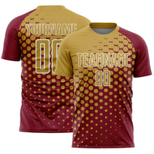 Загрузить изображение в средство просмотра галереи, Custom Crimson Old Gold-White Modern Polka Dot Sublimation Soccer Uniform Jersey