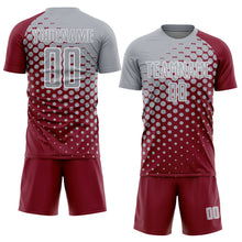 Загрузить изображение в средство просмотра галереи, Custom Crimson Gray-White Modern Polka Dot Sublimation Soccer Uniform Jersey