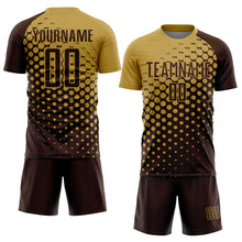 Загрузить изображение в средство просмотра галереи, Custom Brown Old Gold Modern Polka Dot Sublimation Soccer Uniform Jersey