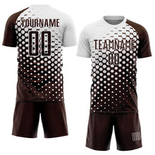 Загрузить изображение в средство просмотра галереи, Custom Brown White Modern Polka Dot Sublimation Soccer Uniform Jersey
