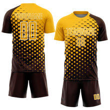 Загрузить изображение в средство просмотра галереи, Custom Brown Gold-White Modern Polka Dot Sublimation Soccer Uniform Jersey