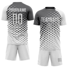 Load image into Gallery viewer, Custom White Steel Gray Modern Polka Dot Sublimation Soccer Uniform Jersey