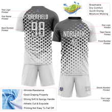 Load image into Gallery viewer, Custom White Steel Gray Modern Polka Dot Sublimation Soccer Uniform Jersey