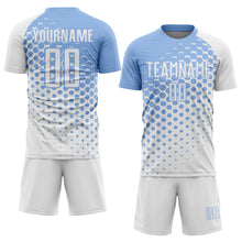 Charger l'image dans la galerie, Custom White Light Blue Modern Polka Dot Sublimation Soccer Uniform Jersey
