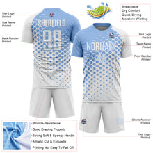 Charger l'image dans la galerie, Custom White Light Blue Modern Polka Dot Sublimation Soccer Uniform Jersey