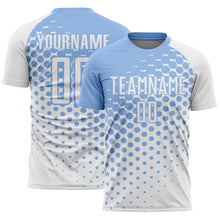 Charger l'image dans la galerie, Custom White Light Blue Modern Polka Dot Sublimation Soccer Uniform Jersey