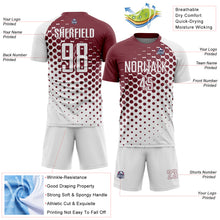 Load image into Gallery viewer, Custom White Burgundy Modern Polka Dot Sublimation Soccer Uniform Jersey