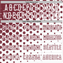 Load image into Gallery viewer, Custom White Burgundy Modern Polka Dot Sublimation Soccer Uniform Jersey