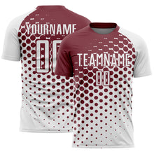 Load image into Gallery viewer, Custom White Burgundy Modern Polka Dot Sublimation Soccer Uniform Jersey