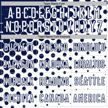 Load image into Gallery viewer, Custom White Navy Modern Polka Dot Sublimation Soccer Uniform Jersey