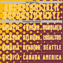 Load image into Gallery viewer, Custom Burgundy Gold-White Modern Polka Dot Sublimation Soccer Uniform Jersey