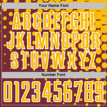 Load image into Gallery viewer, Custom Burgundy Gold-White Modern Polka Dot Sublimation Soccer Uniform Jersey