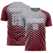 Load image into Gallery viewer, Custom Burgundy Gray-White Modern Polka Dot Sublimation Soccer Uniform Jersey