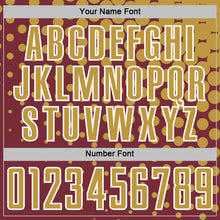 Load image into Gallery viewer, Custom Burgundy Old Gold-White Modern Polka Dot Sublimation Soccer Uniform Jersey