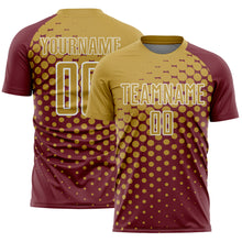 Load image into Gallery viewer, Custom Burgundy Old Gold-White Modern Polka Dot Sublimation Soccer Uniform Jersey
